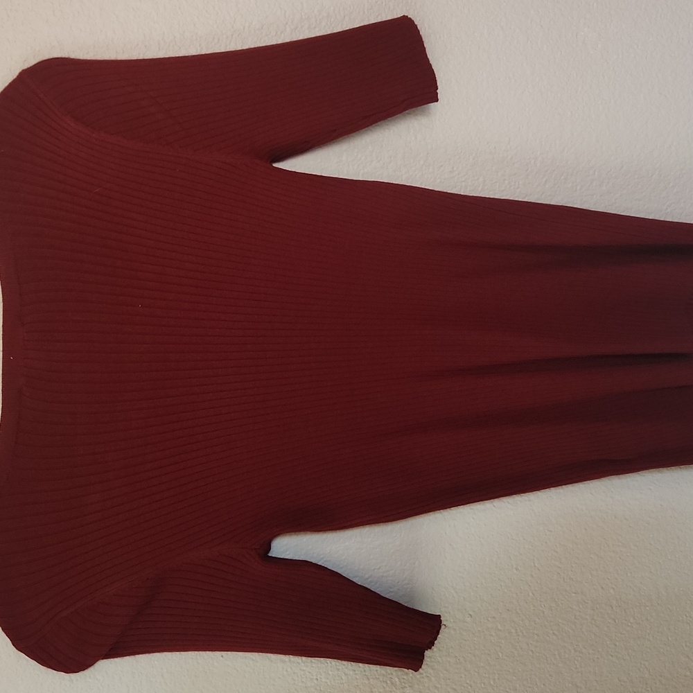 Express Burgundy Ribbed Knit Top - Picture 4 of 4